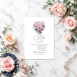 ラブピンクファンシークボウとパステルブーケ結婚ーズ 出欠カード