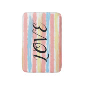 ラブピンクブルーイエローストライプズ バスマット (正面縦)