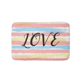 ラブピンクブルーイエローストライプズ バスマット (正面)