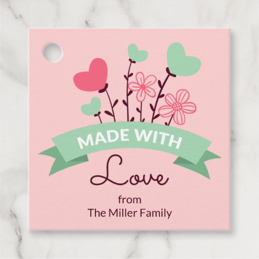 ラブピンクモダンメッセージカード製1 フェイバータグ (正面)