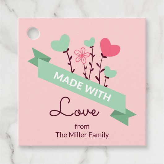 ラブピンクモダンメッセージカード製2 フェイバータグ (正面)