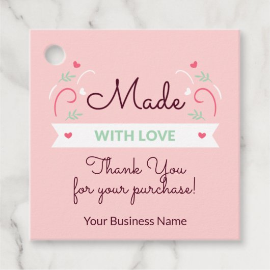 ラブピンクモダンメッセージカード製3 フェイバータグ (正面)