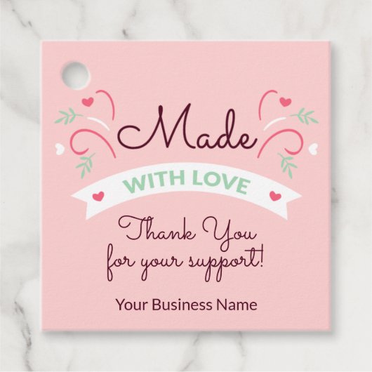 ラブピンクモダンメッセージカード製4 フェイバータグ (正面)