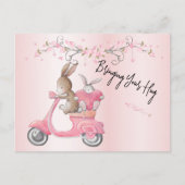 ラブピンクモップハート葉書 ポストカード (正面)