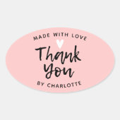 ラブピンクラウンドセントで手作りクラシックありがとう 楕円形シール (正面)
