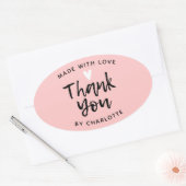 ラブピンクラウンドセントで手作りクラシックありがとう 楕円形シール (封筒)