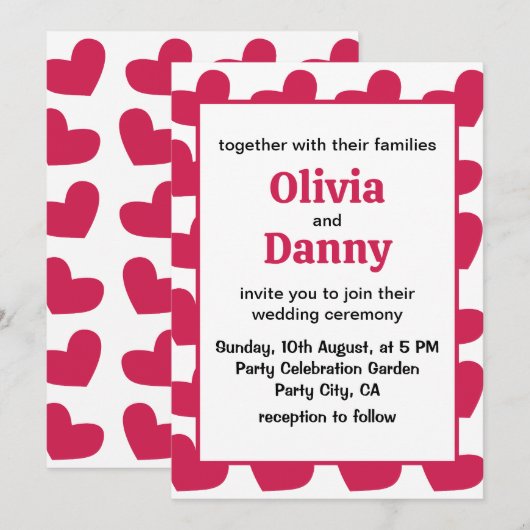 ラブピンクラブハート結婚ズ 招待状 (正面/裏面)