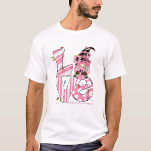 ラブピンクリボン乳がん格言クおもしろいリスム Tシャツ