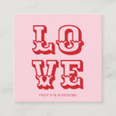 ラブピンクレッドモダンおもしろいタイポグラフィカスタム エンクロージャーカード (正面)