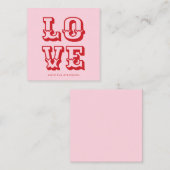 ラブピンクレッドモダンおもしろいタイポグラフィカスタム エンクロージャーカード (正面/裏面)
