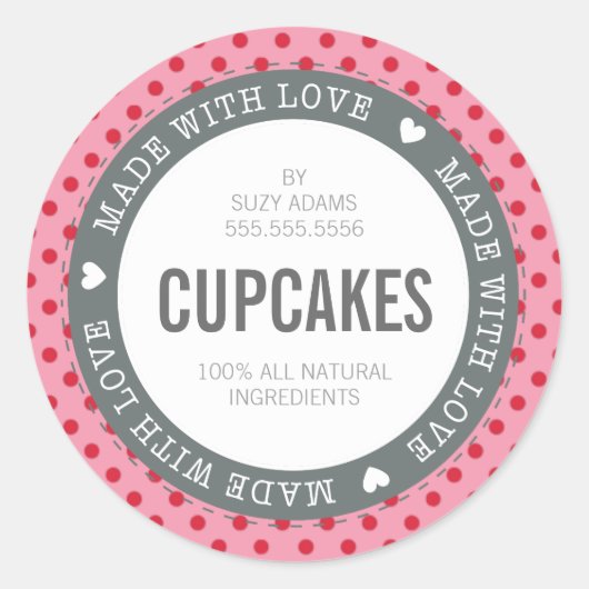 ラブピンクレッド製包装製品ラベル ラウンドシール (正面)