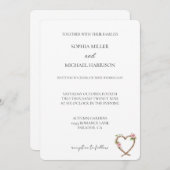 ラブピンクローゼスフローラウェスタンハート結婚ズ 招待状 (正面/裏面)