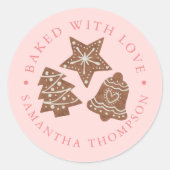 ラブピンク焼いたのクリスマスクッキー ラウンドシール (正面)