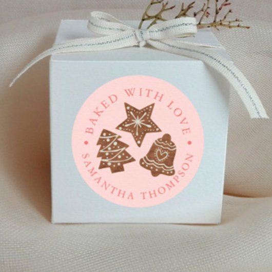 ラブピンク焼いたのクリスマスクッキー ラウンドシール