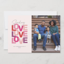 ラブピンク赤バレンタインの写真カードを送る シーズンカード