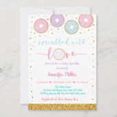 ラブピンク金ゴールドパステルベビー散布機 招待状 (正面)