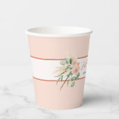 ラブピンク&オレンジのフローラ赤ちゃんシャワー 紙コップ (正面)