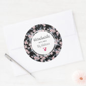 ラブピンク&グレーフローラルパターン手作り ラウンドシール (封筒)