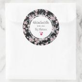 ラブピンク&グレーフローラルパターン手作り ラウンドシール (バッグ)