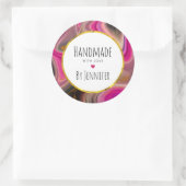 ラブピンク、ブラック、金ゴールド抽象芸術 ラウンドシール (バッグ)