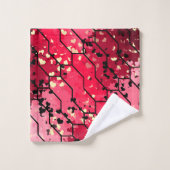 ラブピンク&レッドパターン バスタオルセット (ウォッシュタオル)