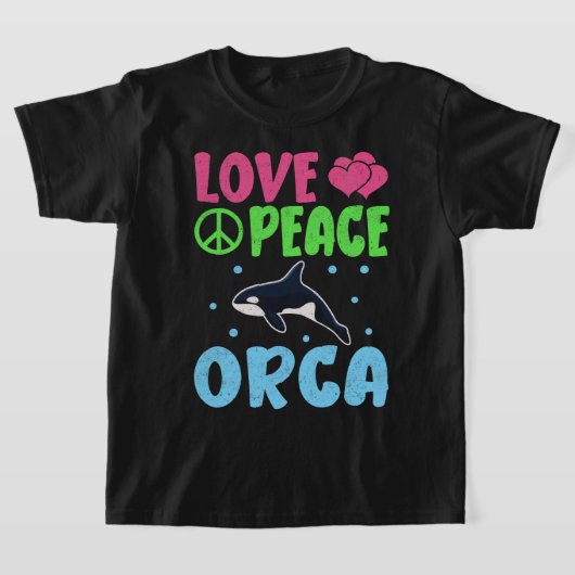 ラブピースオルカかわいい海の動物オルカ愛好家 Tシャツ (レイダウン)