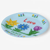ラブピースガーデンフラワーホワイト ペーパープレート (アングル)