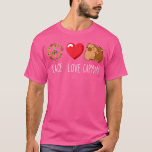 ラブピースキャピバラキャピバラおもしろい恋人キャピバラ Tシャツ