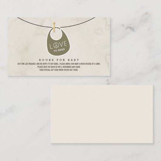 ラブピースサインよだれかけブックベビーリクエストシャワー エンクロージャーカード (正面/裏面)