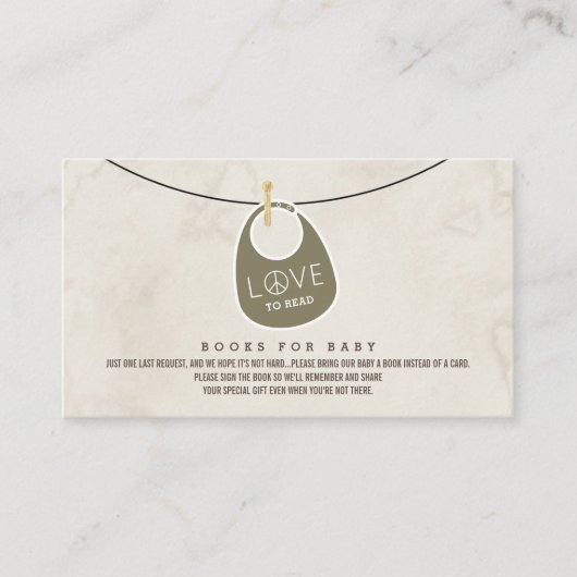 ラブピースサインよだれかけブックベビーリクエストシャワー エンクロージャーカード (正面)