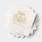 ラブピースサインデイジー花カップル名 箔ナプキン (インサイチュ (積み重ね))
