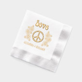 ラブピースサインデイジー花カップル名 箔ナプキン (左)