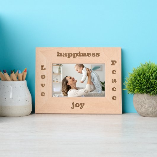 ラブピースシンプル素朴スモダントのタイポグラフィ レーザー彫刻フレーム