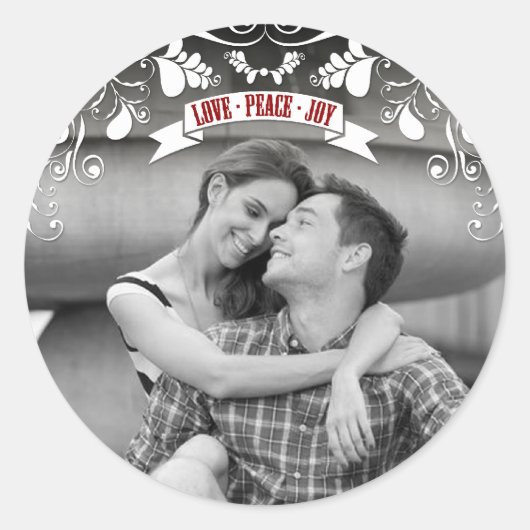 ラブピースジョイアールヌーボーフローラフローリッシュホリデー ラウンドシール (正面)