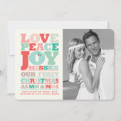 ラブピースジョイキスカラータイポグラフィクリスマス シーズンカード (正面)