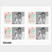 ラブピースジョイキスカラータイポグラフィクリスマス 長方形シール (シート)