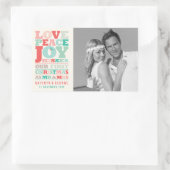 ラブピースジョイキスカラータイポグラフィクリスマス 長方形シール (バッグ)