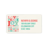 ラブピースジョイキスタイポグラフィクリスマスアドレス ラベル (正面)