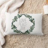 ラブピースジョイクリスマスユーカリプタスベリーリース ランバークッション (ブランケット)