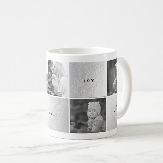 ラブピースジョイブロックフォトコラージホリデーマグカップ コーヒーマグカップ (正面右)