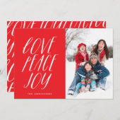ラブピースジョイホワイトレタリングホリデーフォトカード シーズンカード (正面/裏面)