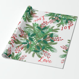 ラブピースジョイリースグリーンレッド ラッピングペーパー
