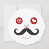 ラブピースジョイ口ひげおもしろいスマイリーフェイス写真 シーズンカード (正面)