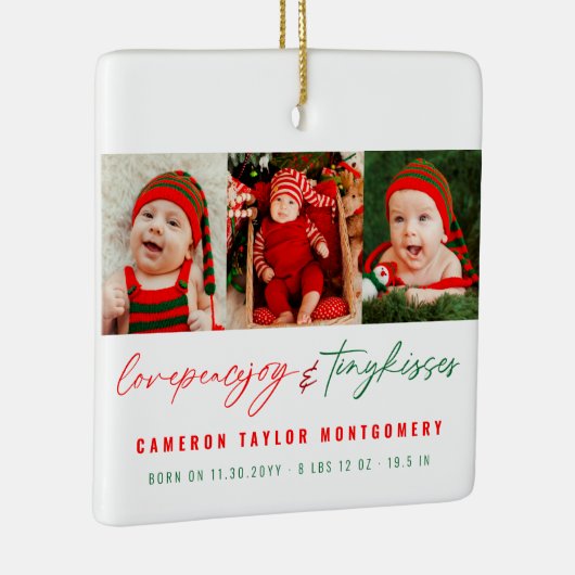 ラブピースジョイ小さなキスツインベビー1stクリスマス セラミックオーナメント (右)
