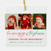 ラブピースジョイ小さなキスツインベビー1stクリスマス セラミックオーナメント (正面)