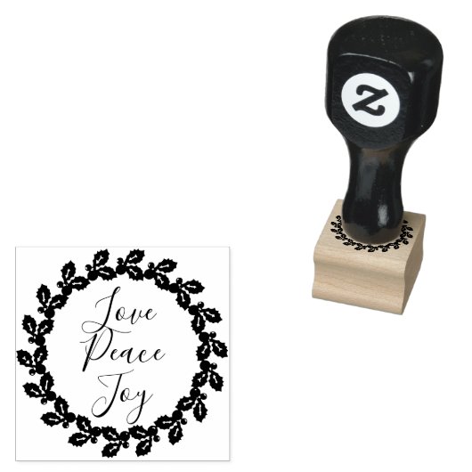 ラブピースジョイ感動的引用文クリスマスホリー ラバースタンプ (押印)