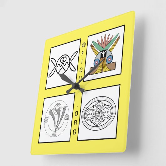 ラブピースフリーダム調和シンボルスクエアウォールクロー スクエア壁時計 (傾斜)