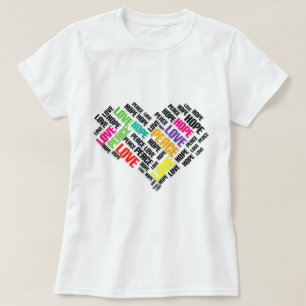 ラブピースホープシックスタイリッシュワードクラウド Tシャツ