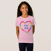 ラブピースホープレインボーハートカラフルハートアート Tシャツ (正面フル)