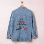 ラブピースホープ自由赤いハート デニムジャケット (ハンガー)
